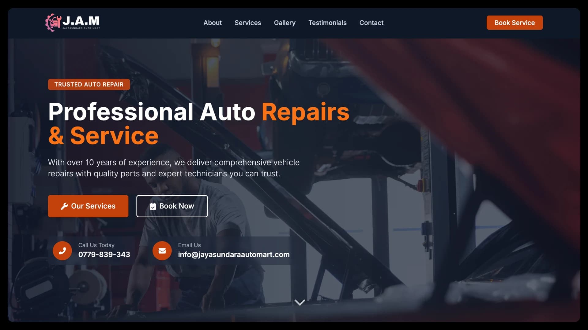 Jayasundara Auto Mart website developed by Axcertro